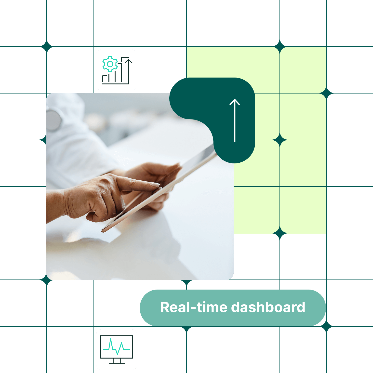 Healthcare professional accessing real-time patient monitoring dashboard on tablet for mobile clinical workflow management